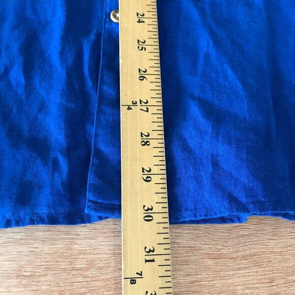 Nautica 100% Linen Shirt Men XXL Blue Button Up Short Sleeve Collared Preppie - Picture 6 of 11